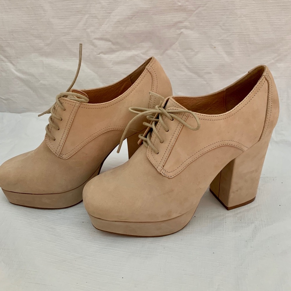 Beige platform booties